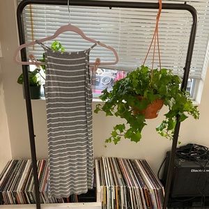 Garage Grey & White Striped Halter Dress